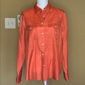 Ralph Lauren - Orange 100% Raw Silk Shirt